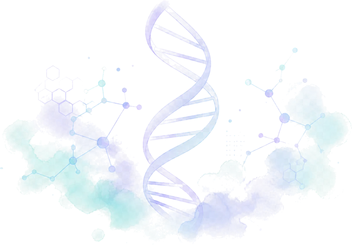 Abstract DNA double-helix and molecular illustration representing CDKL5 Deficiency Disorder